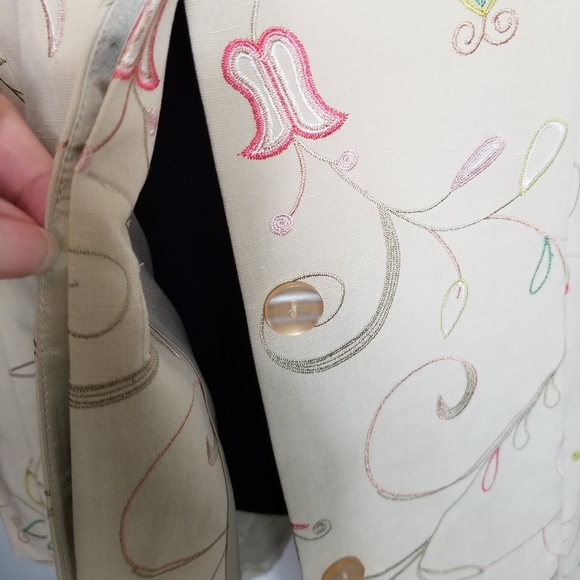 Vintage Prominence Embroidered Silk Linen Blend Long Duster Jacket NWT - Picture 6 of 11